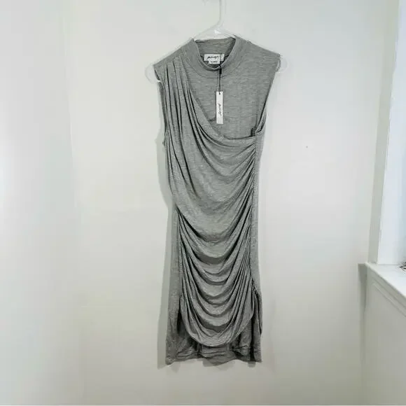 NWT The Line By K Ayme Gray Ruched Mock Neck Sleeveless Mini Dress XL